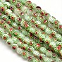 Faceted Millefiori Glass Round Beads Strands, 6mm, Hole: 1mm, about 64pcs/strand, 14.1 inch