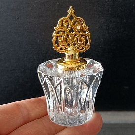 Transparent Glass Perfume Bottles, Refillable Essential Oil Bottles, with Golden Tone Alloy Cover