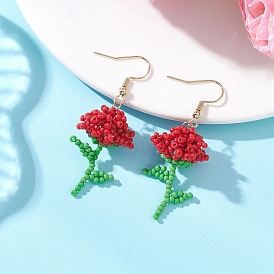 Серьги-подвески из цветочного стекла ручной работы, с 304 нержавеющей стали серьги крючки, золотые