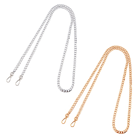 2 Strands 2 Colors Bag Strap Chains, with Aluminum Curb Link Chains and Alloy Swivel Clasps