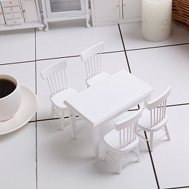 Wood Table & Chairs Model, Mini Furniture, Dollhouse Decorations