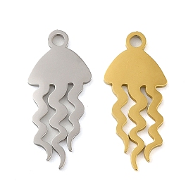 Ion Plating(IP) 304 Stainless Steel Pendants, Laser Cut, Jellyfish Charm