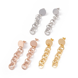 304 Stainless Steel Interlocking Rings Dangle Stud Earrings for Women