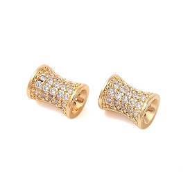 Brass Micro Pave Clear Cubic Zirconia Beads, Column