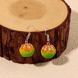 Cute Fruit Earrings - European and American Fashion Orange Pendant Earrings