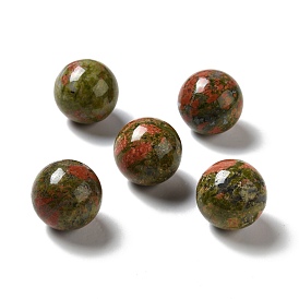 Natural Unakite Beads, No Hole/Undrilled, Round