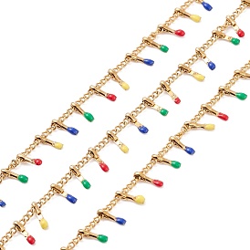 Ion Plating(IP) 304 Stainless Steel Enamel Curb Chains, with Card Paper, Unwelded