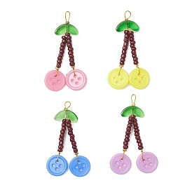 Акриловые пуговицы для шитья подвески, вишня, с прозрачными стеклянными бусинами, окрашенными распылением, стеклянные бусины и непрозрачные цветные бусины