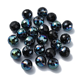 Half Plated Glass Beads, Faceted Round