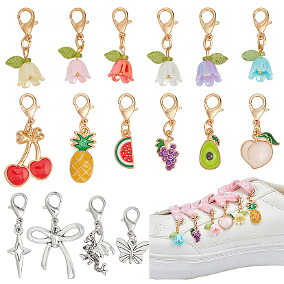 23шт. 16 стили подвесных украшений из акрила и сплава, для украшения сумки, разнообразные