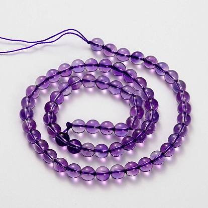 Natural Crystal Quartz Beads Strands, Round, Dyed & Heated, Imitation Amethyst Color