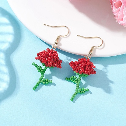 Серьги-подвески из цветочного стекла ручной работы, с 304 нержавеющей стали серьги крючки, золотые