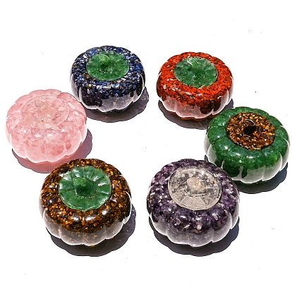 Ящик для хранения тыквы из оргонитовой смолы, Натуральные драгоценные камни в виде крошки для украшения стола в домашнем офисе