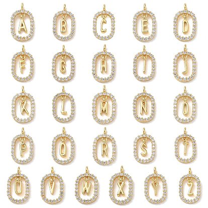26 кулоны из латуни с прозрачным кубическим цирконием, овал с буквами a~z подвески, стойки покрытие, долговечный, без кадмия и без свинца