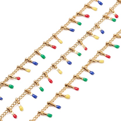 Ion Plating(IP) 304 Stainless Steel Enamel Curb Chains, with Card Paper, Unwelded