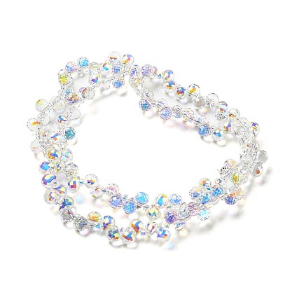 AB Color Plated Electroplate Transparent Glass Beads Strands, Faceted, Teardrop