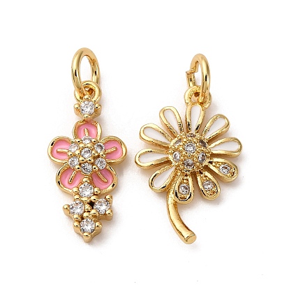 Латунные микро проложить кубического циркония подвески, цветок, с эмалью, с целью перехода в кольце, без кадмия и без свинца, стойки покрытие, долговечный