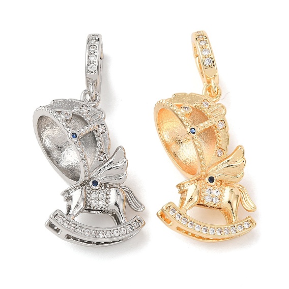 Латунный микро-паве кубический цирконий, за половину пробурено бисера, стойки покрытие, долговечный