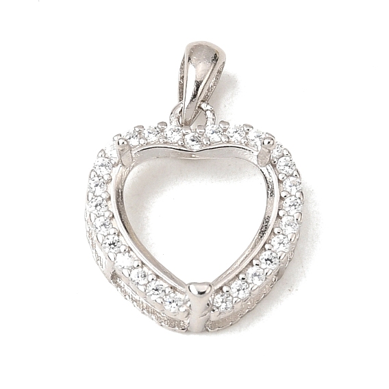 Настройки Серебряный кулон кабошон 925 стерлингов, Настройки зубца, с кубического циркония, настройки гвоздя горного хрусталя, Настройки зубца, сердце