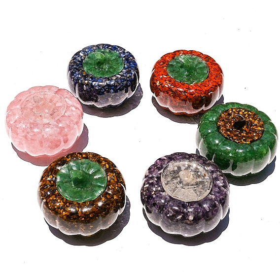 Ящик для хранения тыквы из оргонитовой смолы, Натуральные драгоценные камни в виде крошки для украшения стола в домашнем офисе