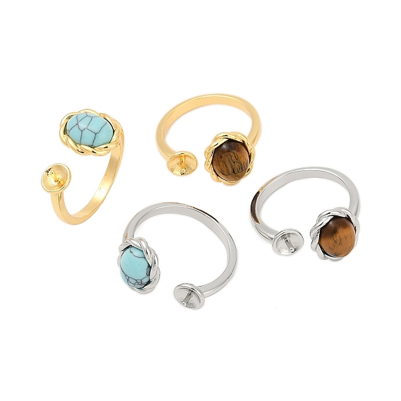 Латунные кольца-манжеты для женщин, С камнями шарик