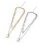 304 Stainless Steel Double Chains Multi Layered Necklace with Ring Charm for Women