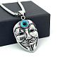 Мужские ожерелья с подвеской в виде маски джокера из нержавеющей стали голубого цвета с изображением сглаза