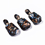 Assembled Synthetic Bronzite and Imperial Jasper Openable Perfume Bottle Pendants, with Light Gold Brass Findings, Dyed