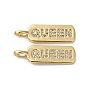 Латунные микро проложить кубического циркония подвески, прямоугольник со словом королева, долговечный, без кадмия и без свинца, стойки покрытие