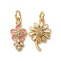 Латунные микро проложить кубического циркония подвески, цветок, с эмалью, с целью перехода в кольце, без кадмия и без свинца, стойки покрытие, долговечный