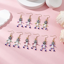 Человек со злым глазом, краска для выпечки, стеклянные бусины, серьги-подвески из смолы, с железными колпачками для бусин и 304 серьгами-крючками из нержавеющей стали, золотые