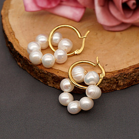 Baroque Style Natural Freshwater Pearl Hoop Earrings for Women - Fashionable, Luxurious and Elegant Jewelry