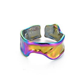 304 кольцо манжеты неправильной формы из нержавеющей стали, открытое кольцо с широкой полосой для женщин