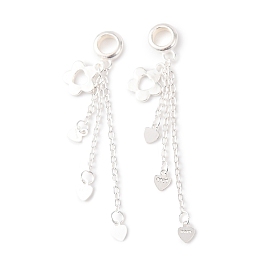 925 подвески-подвески в форме цветка с кисточкой в форме сердца из стерлингового серебра в европейском стиле, Подвески с большими отверстиями