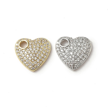 Латунные микро проложить кубического циркония прелести, сердце, стойки покрытие, долговечный, без кадмия и без свинца