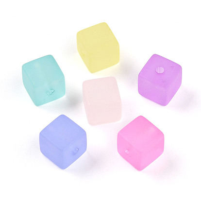 Матовые прозрачные акриловые бусины, кубические