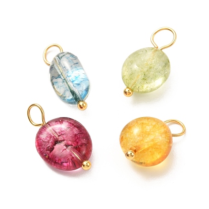 Natural Quartz Pendants, with Real 24K Gold Plated 304 Stainless Steel Findings, Nuggets