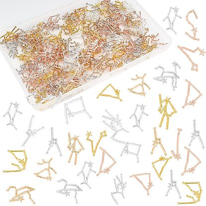 15 Sets 5 Style Eco-Friendly Alloy Cabochons, 12 Constellations, for Floating Lockets Glass Living Memory Lockets, Epoxy Resin Supplies Filling