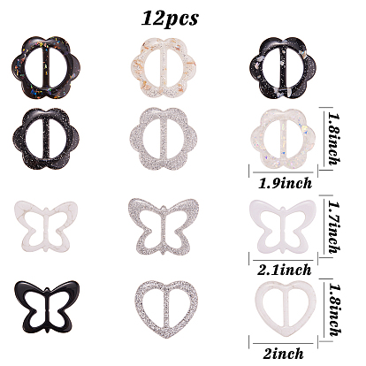 Gorgecraft Resin Buckle Clasps, For Webbing, Strapping Bags, Garment Accessories, Flower & Heart & Butterfly