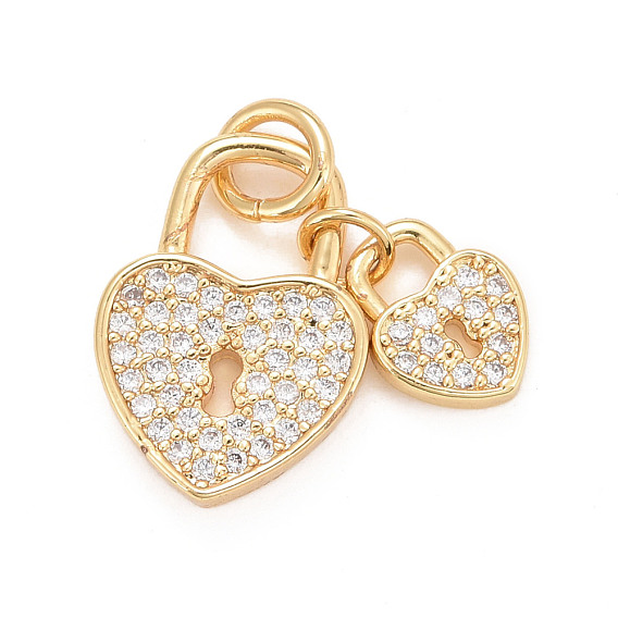 Eco-Friendly Brass Micro Pave Cubic Zirconia Pendants, with Jump Ring, Long-Lasting Plated, Lead Free & Cadmium Free, Heart