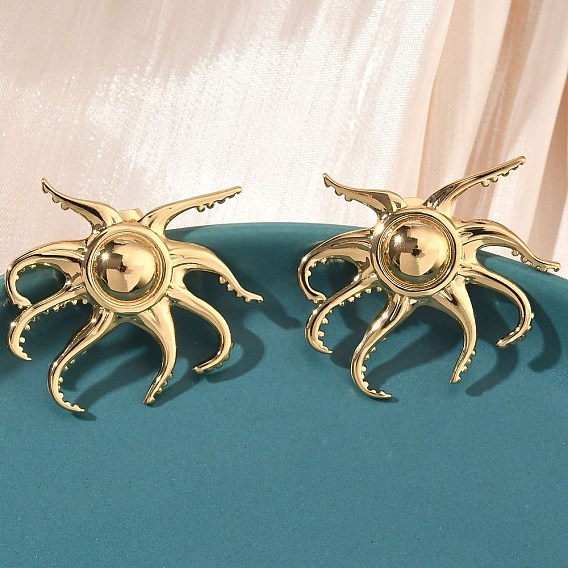 Кальмар 304 серьги-гвоздики из нержавеющей стали, ионное покрытие (ip), долговечный