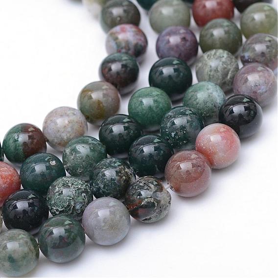 Round Natural Indian Agate Bead Strands