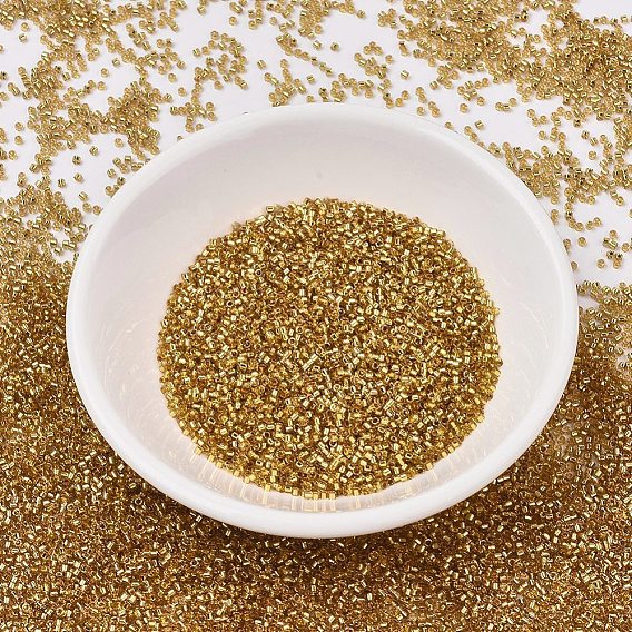 Бусины miyuki delica, цилиндр, японский бисер, 11/0, золотая линия