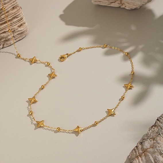 304 ожерелья из нержавеющей стали в виде звездочек для женщин, ионное покрытие (ip), без кадмия, без никеля и без свинца