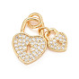 Eco-Friendly Brass Micro Pave Cubic Zirconia Pendants, with Jump Ring, Long-Lasting Plated, Lead Free & Cadmium Free, Heart