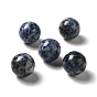Perles de jaspe tache bleue naturelle, pas de trous / non percés, ronde