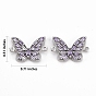 Brass Cubic Zirconia Links Connectors, Nickel Free, Butterfly, Lilac