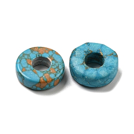 Perles turquoise synthétiques teintes, plat rond