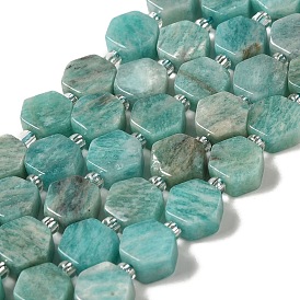 Natural Amazonite Beads Strands, Hexagon, with Seed Beads