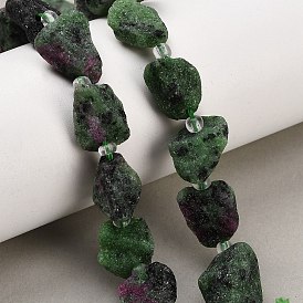 Natural Ruby in Zoisite Beads Strands, Raw Rough, Nuggets, with Seed Beads
